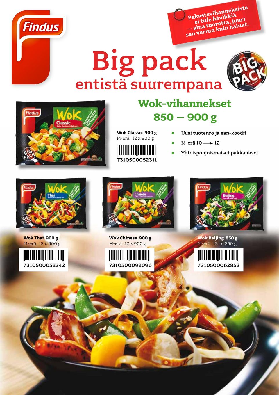 7310500052311 Uusi tuotenro ja ean-koodit M-erä 10 12 Yhteispohjoismaiset pakkaukset Wok Thai 900 g M-erä 12 x 900