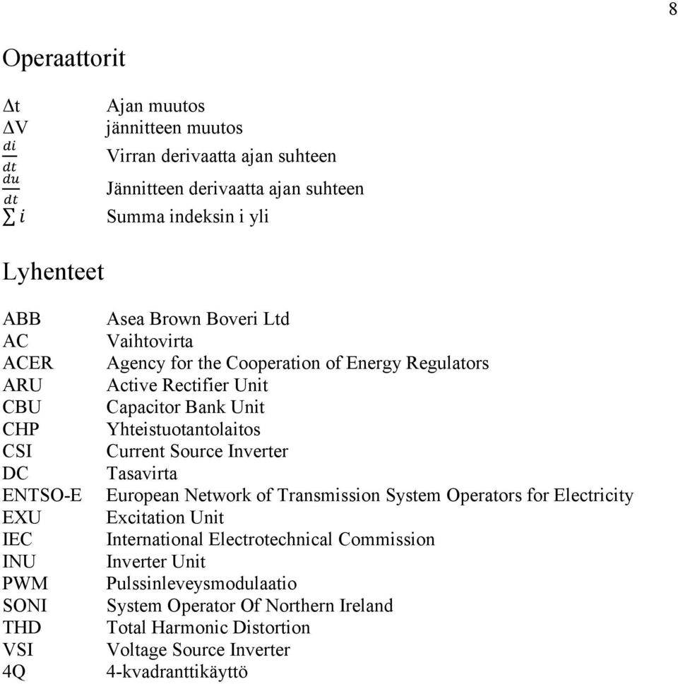 Capacitor Bank Unit Yhteistuotantolaitos Current Source Inverter Tasavirta European Network of Transmission System Operators for Electricity Excitation Unit