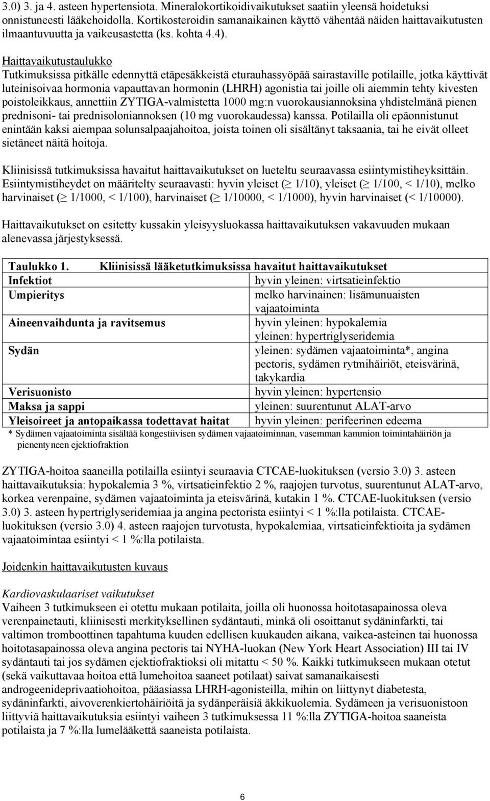 Haittavaikutustaulukko Tutkimuksissa pitkälle edennyttä etäpesäkkeistä eturauhassyöpää sairastaville potilaille, jotka käyttivät luteinisoivaa hormonia vapauttavan hormonin (LHRH) agonistia tai