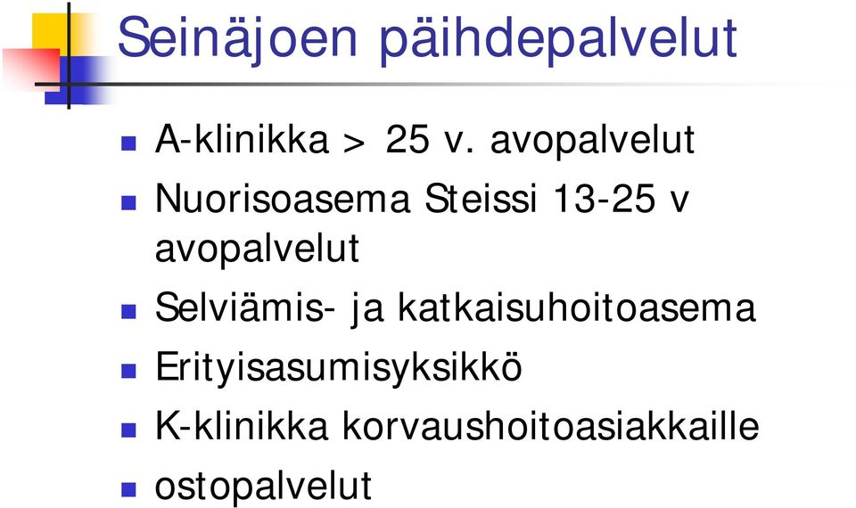 avopalvelut Selviämis- ja katkaisuhoitoasema