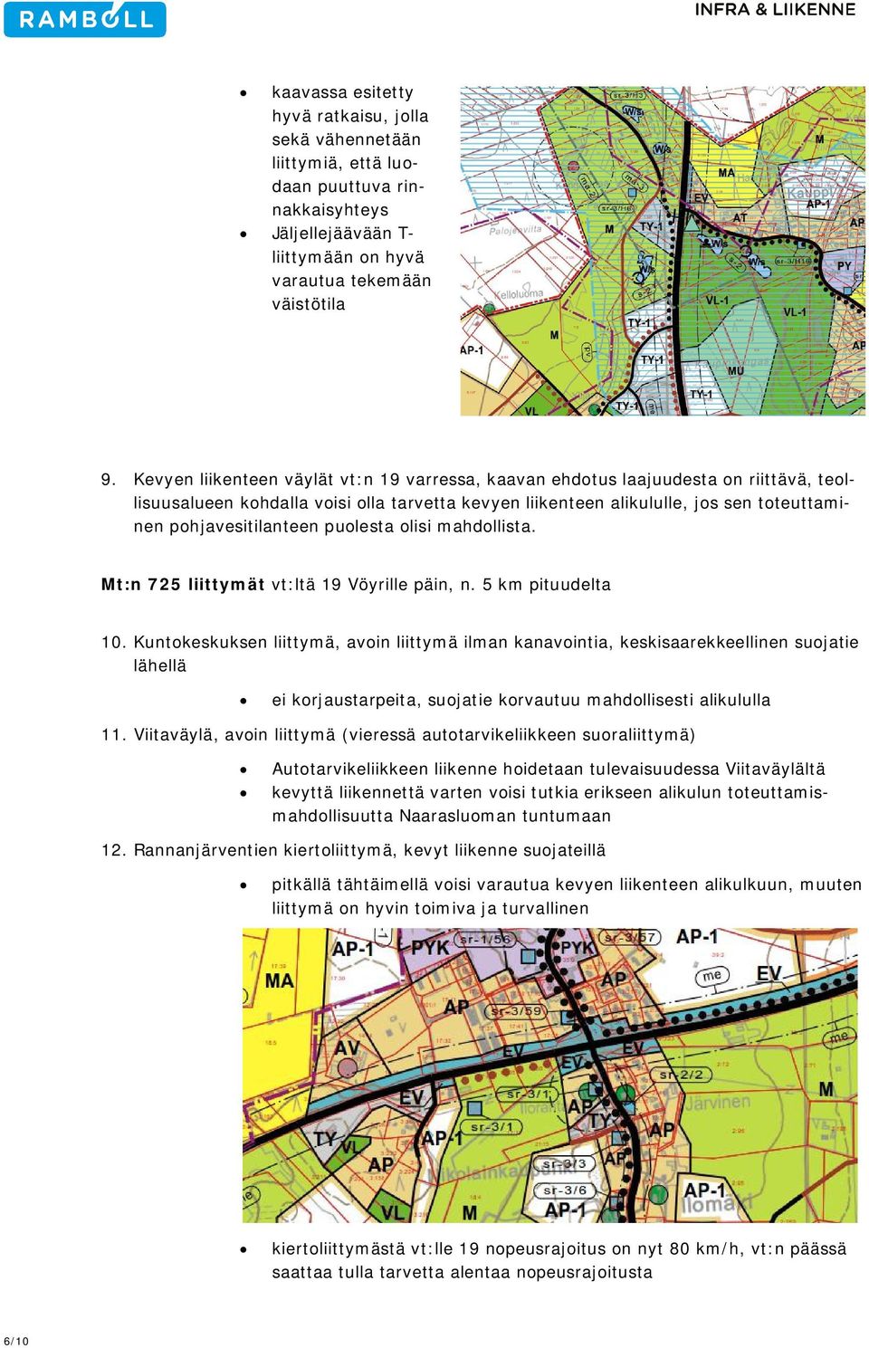 puolesta olisi mahdollista. Mt:n 725 liittymät vt:ltä 19 Vöyrille päin, n. 5 km pituudelta 10.