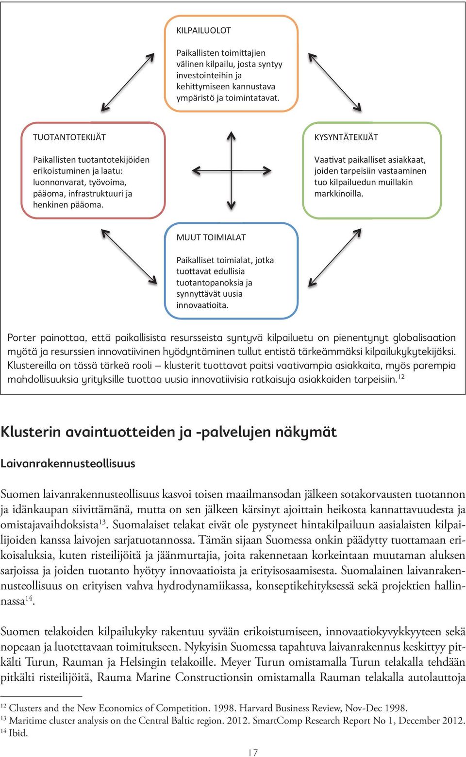 12 Klusterin avaintuot teiden ja -palvelujen näkymät Laivanrakennusteollisuus Suomen laivanrakennusteollisuus kasvoi tois en maailmansodan jälkeen sotakorvausten tuotannon ja idänkaupan siivittämänä,