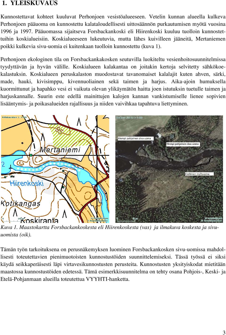 Pääuomassa sijaitseva Forsbackankoski eli Hiirenkoski kuuluu tuolloin kunnostettuihin koskialueisiin.