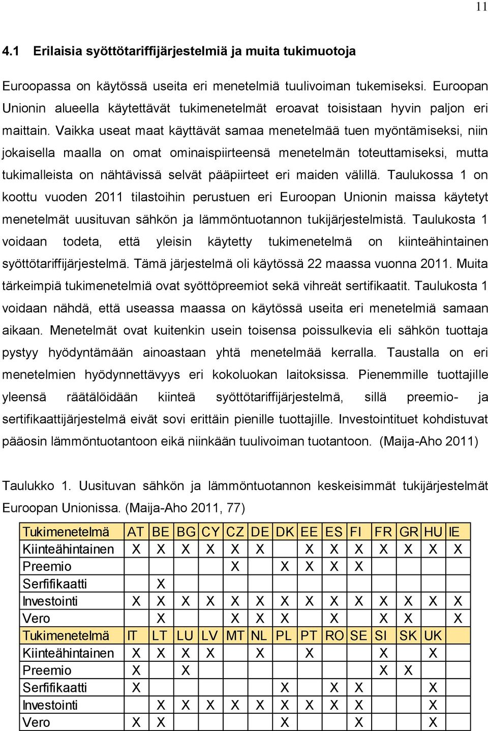 Vaikka useat maat käyttävät samaa menetelmää tuen myöntämiseksi, niin jokaisella maalla on omat ominaispiirteensä menetelmän toteuttamiseksi, mutta tukimalleista on nähtävissä selvät pääpiirteet eri