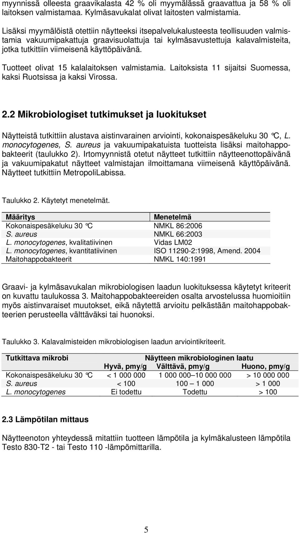 käyttöpäivänä. Tuotteet olivat 15 kalalaitoksen valmistamia. Laitoksista 11 sijaitsi Suomessa, kaksi Ruotsissa ja kaksi Virossa. 2.