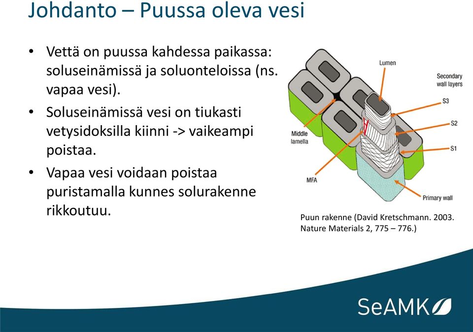 Soluseinämissä vesi on tiukasti vetysidoksilla kiinni -> vaikeampi poistaa.