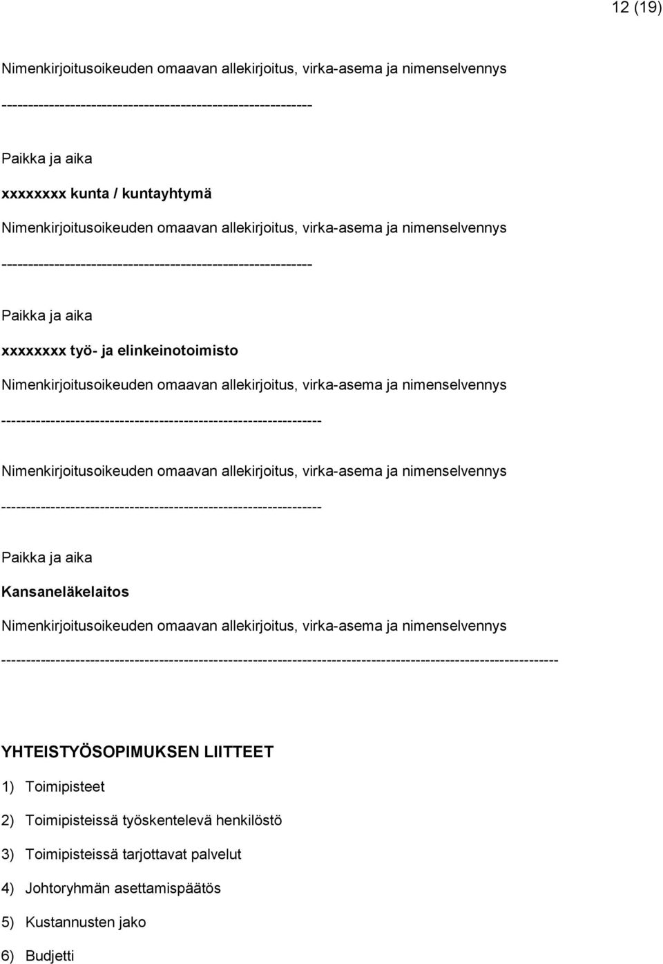 LIITTEET 1) Toimipisteet 2) Toimipisteissä työskentelevä henkilöstö 3)