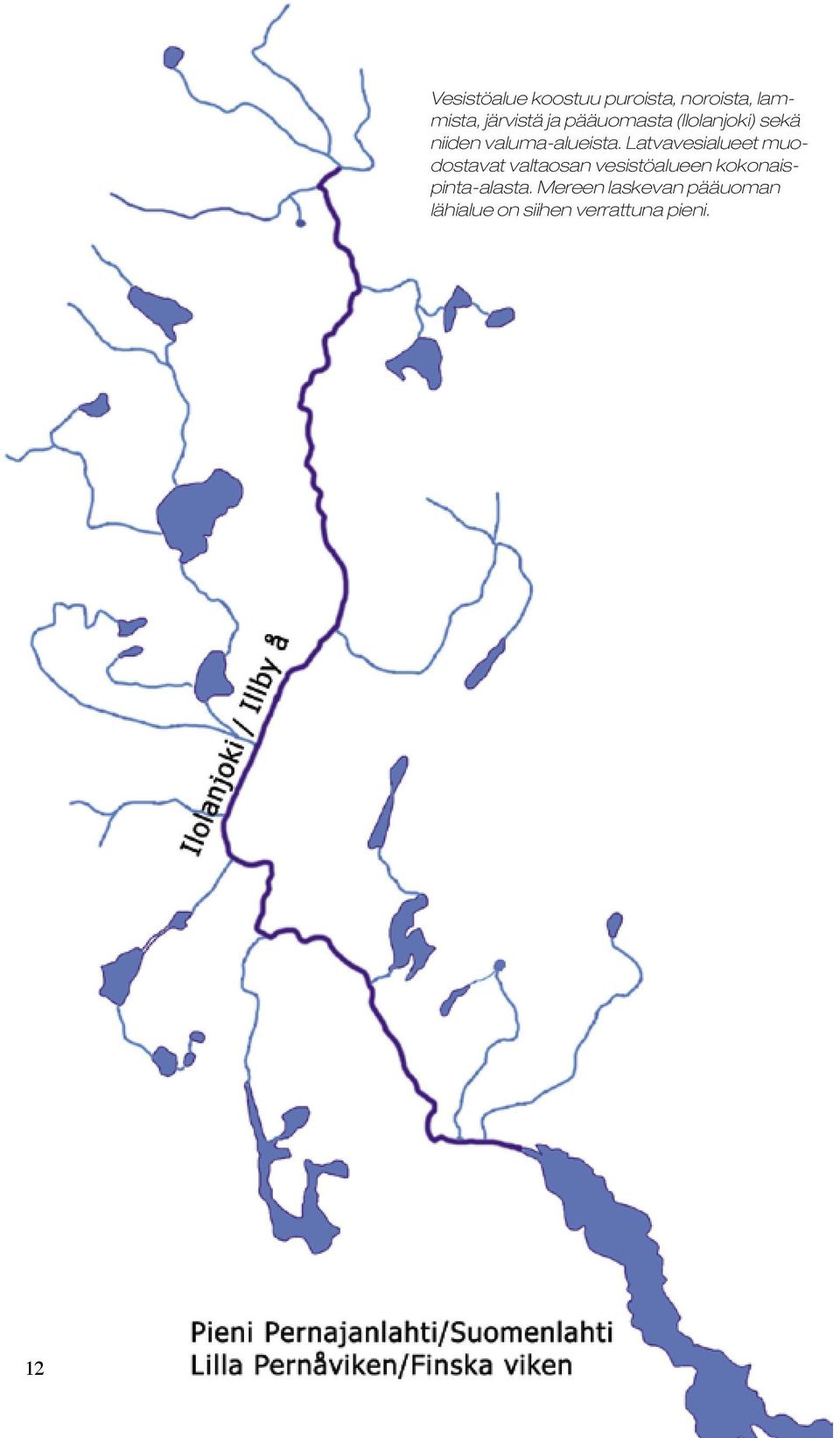 Latvavesialueet muodostavat valtaosan vesistöalueen