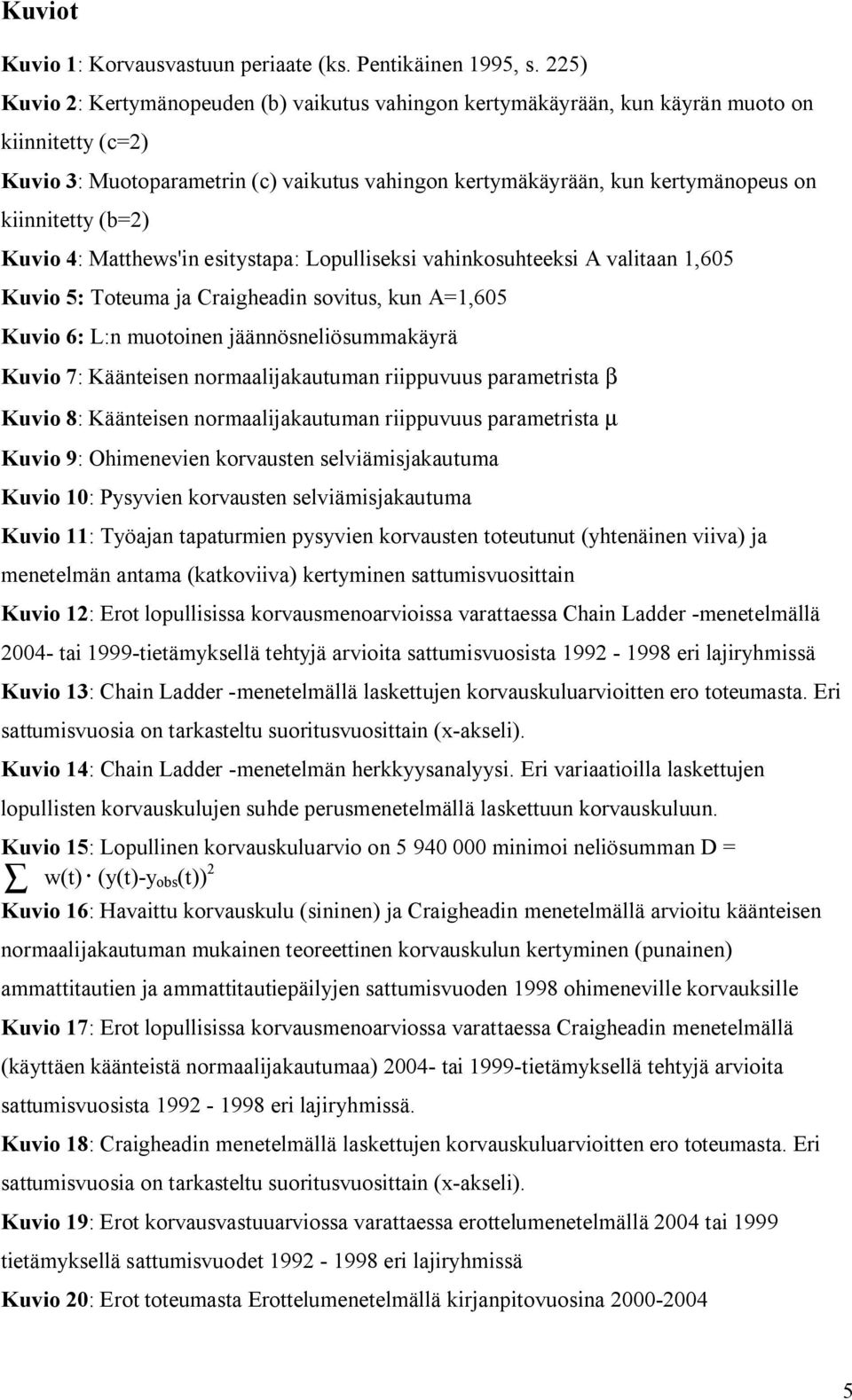 kiinnitetty (b=2) Kuvio 4: Matthews'in esitystapa: Lopulliseksi vahinkosuhteeksi A valitaan 1,605 Kuvio 5: Toteuma ja Craigheadin sovitus, kun A=1,605 Kuvio 6: L:n muotoinen jäännösneliösummakäyrä