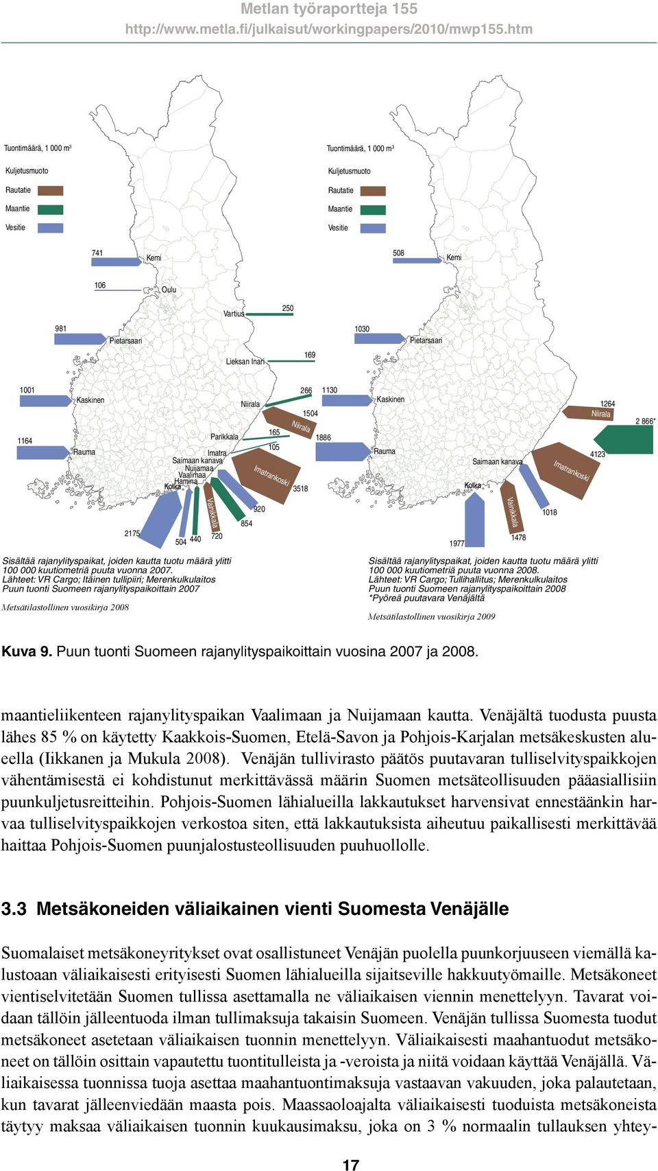 Inari 169 11 1164 Kaskinen Rauma Parikkala Imatra Saimaan kanava Nuijamaa Vaalimaa Hamina Kotka 266 113 Niirala 154 165 15 Imatrankoski Niirala 3518 1886 Kaskinen Rauma Saimaan kanava Kotka