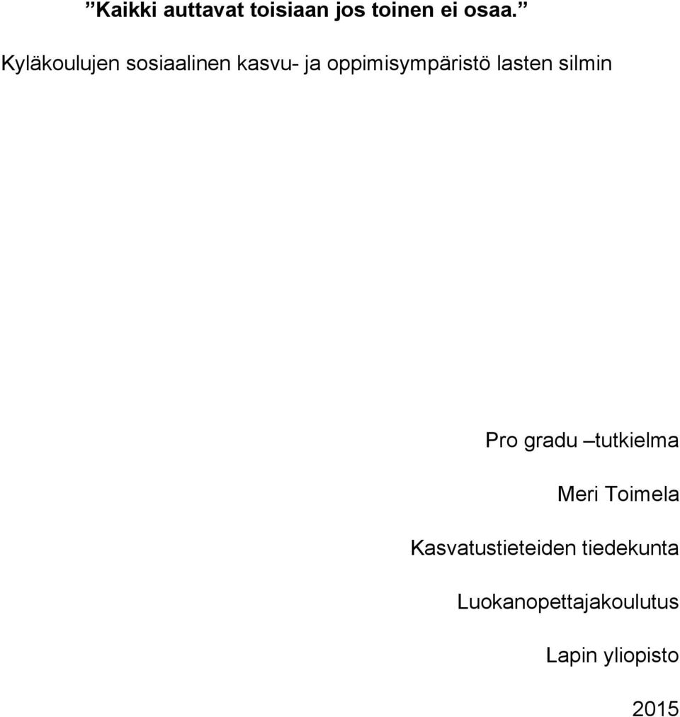 lasten silmin Pro gradu tutkielma Meri Toimela