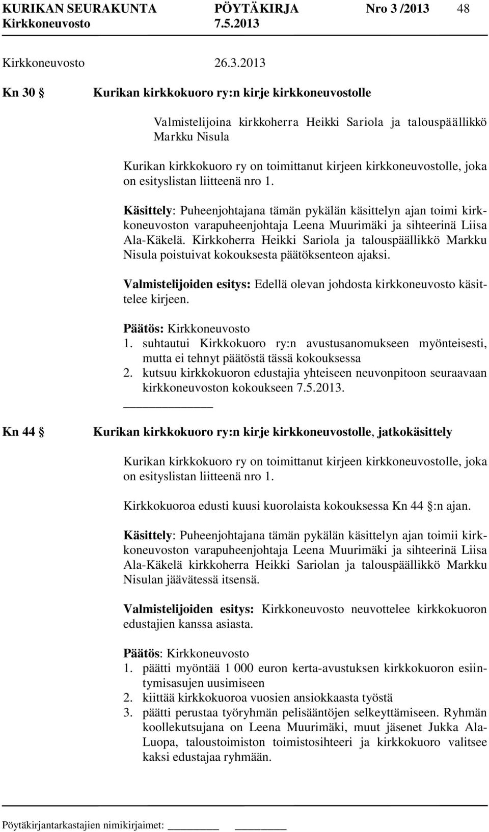 48 Kirkkoneuvosto 26.3.