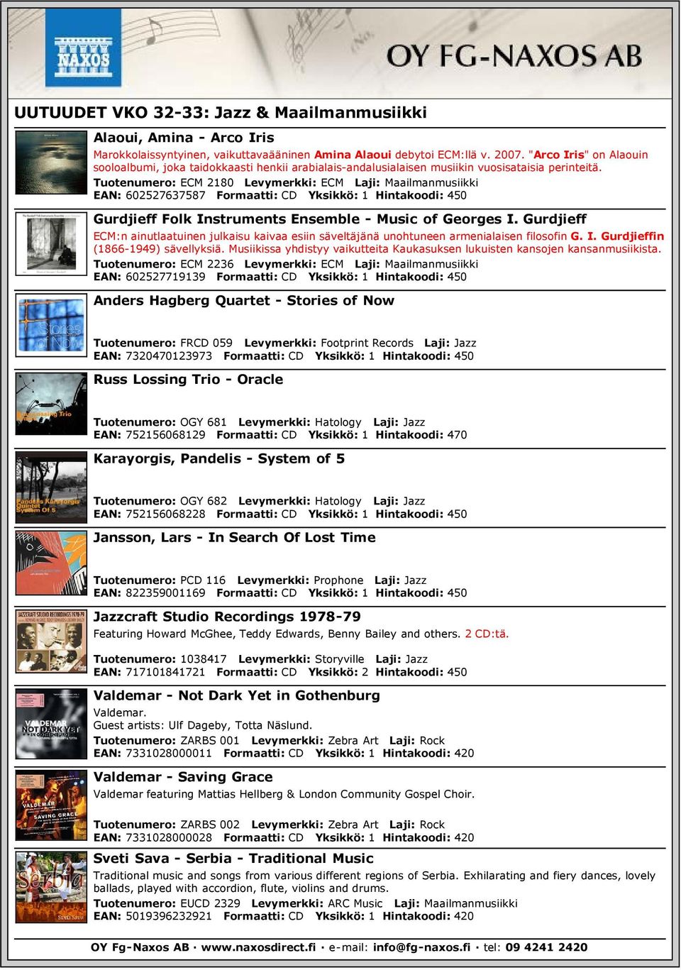 Tuotenumero: ECM 2180 Levymerkki: ECM Laji: Maailmanmusiikki EAN: 602527637587 Formaatti: CD Yksikkö: 1 Hintakoodi: 450 Gurdjieff Folk Instruments Ensemble - Music of Georges I.