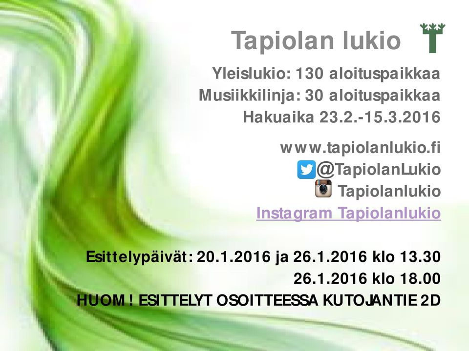 fi @TapiolanLukio Tapiolanlukio Instagram Tapiolanlukio