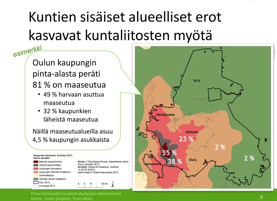 kaupunkien läheistä maaseutua Näillä maaseutualueilla asuu 4,5 % kaupungin