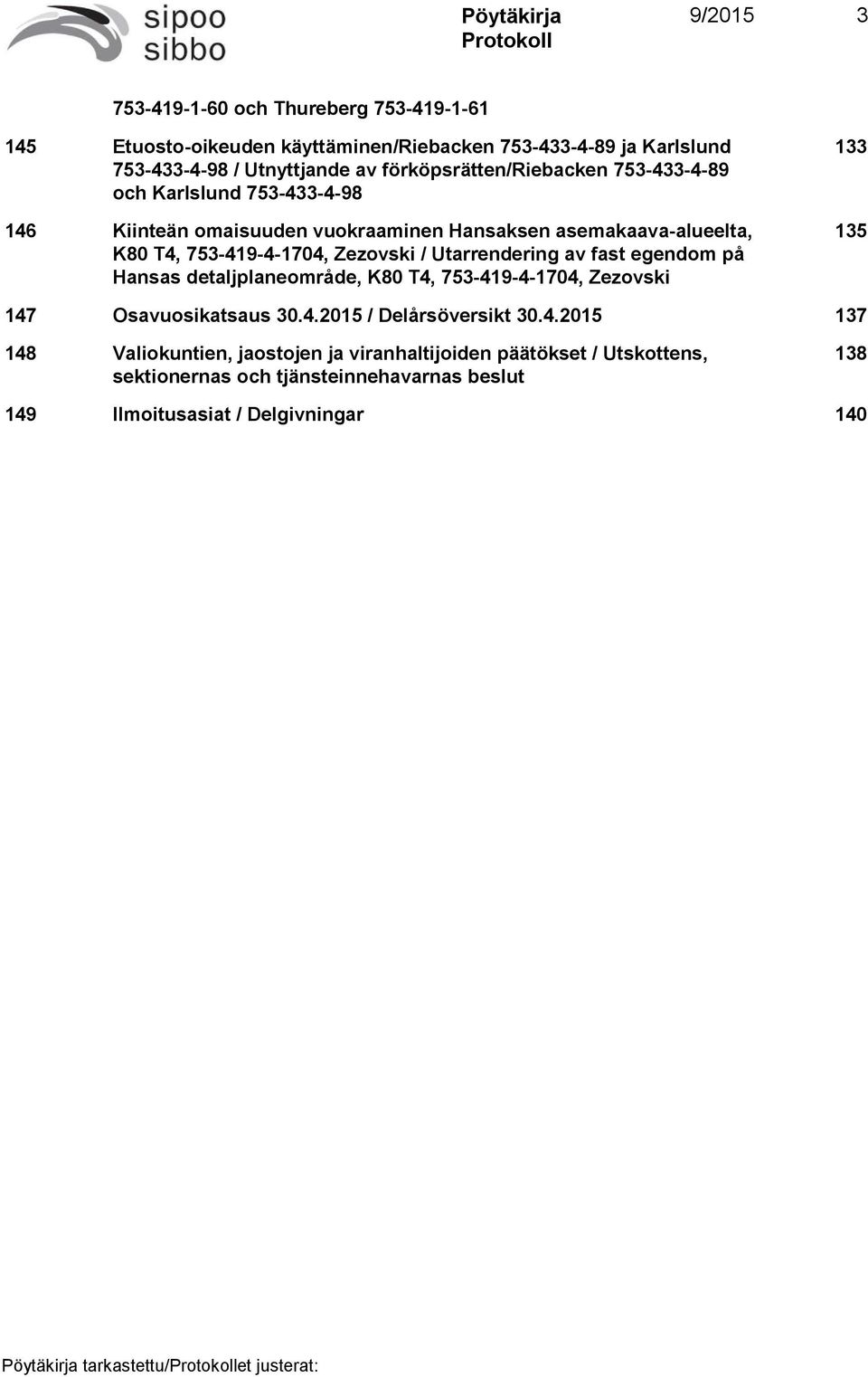 Utarrendering av fast egendom på Hansas detaljplaneområde, K80 T4,