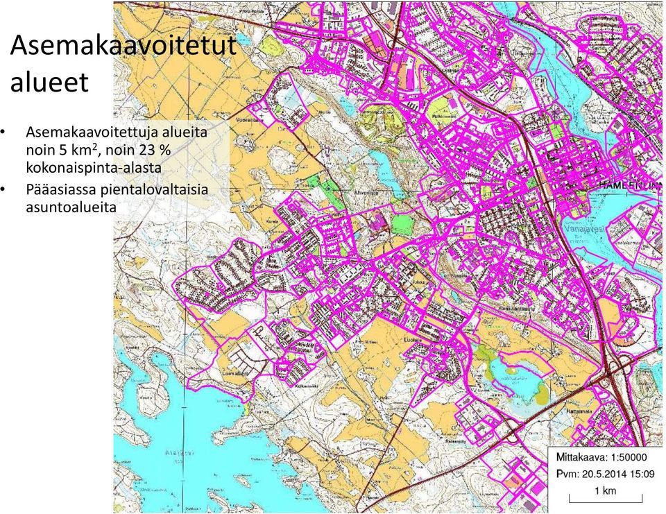 km 2, noin 23 %