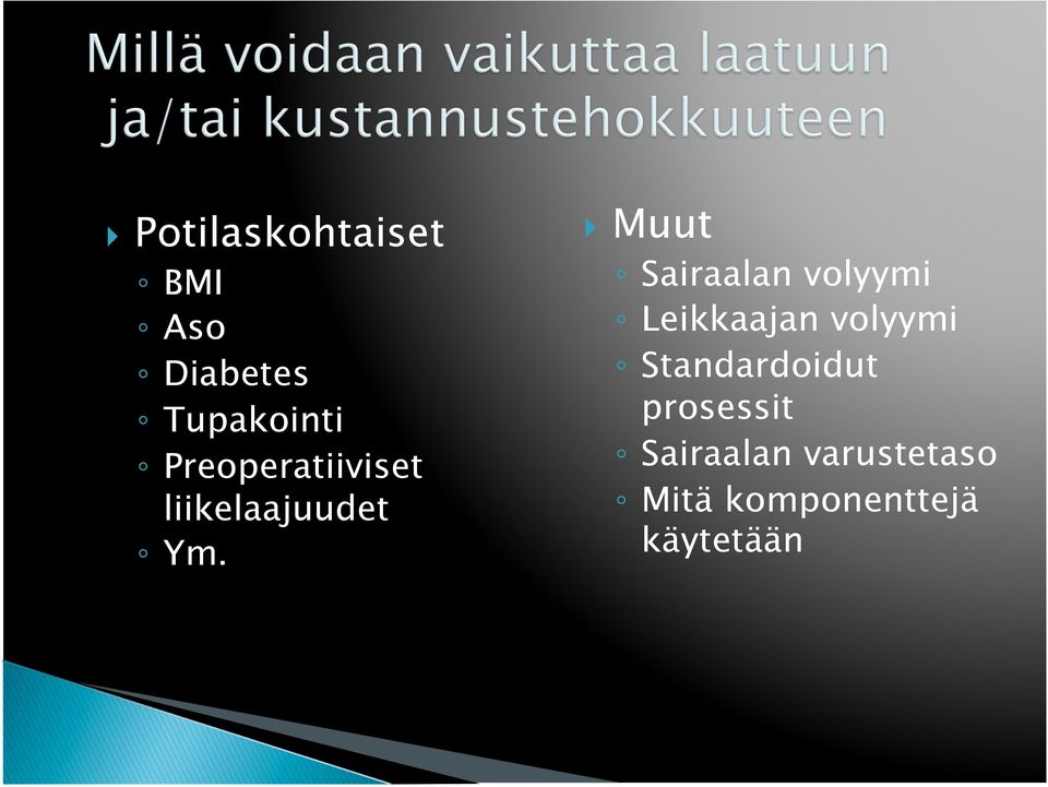 Muut Sairaalan volyymi Leikkaajan volyymi