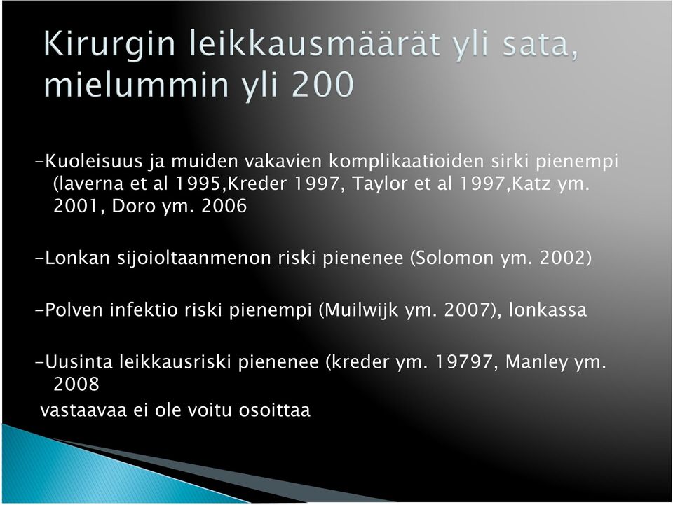 2006 -Lonkan sijoioltaanmenon riski pienenee (Solomon ym.