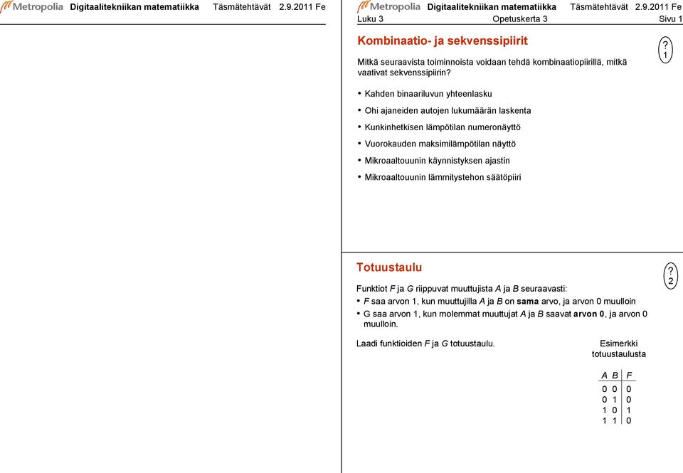 Ohi ajaneiden autojen lukumäärän laskenta Kunkinhetkisen lämpötilan numeronäyttö Vuorokauden maksimilämpötilan näyttö Mikroaaltouunin käynnistyksen ajastin Mikroaaltouunin lämmitystehon