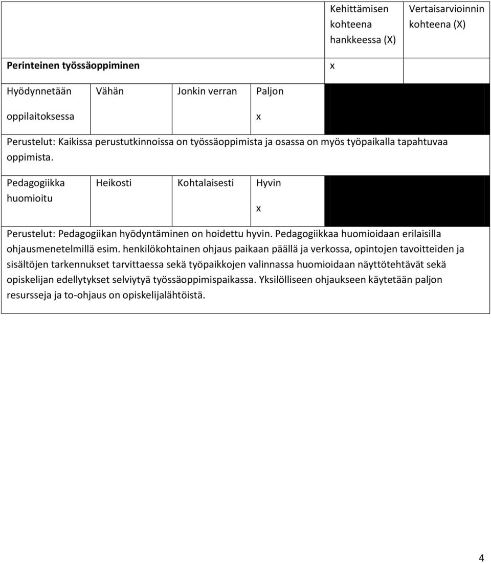 henkilökohtainen ohjaus paikaan päällä ja verkossa, opintojen tavoitteiden ja sisältöjen tarkennukset tarvittaessa sekä työpaikkojen valinnassa