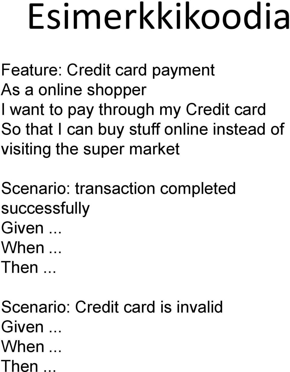 visiting the super market Scenario: transaction completed successfully
