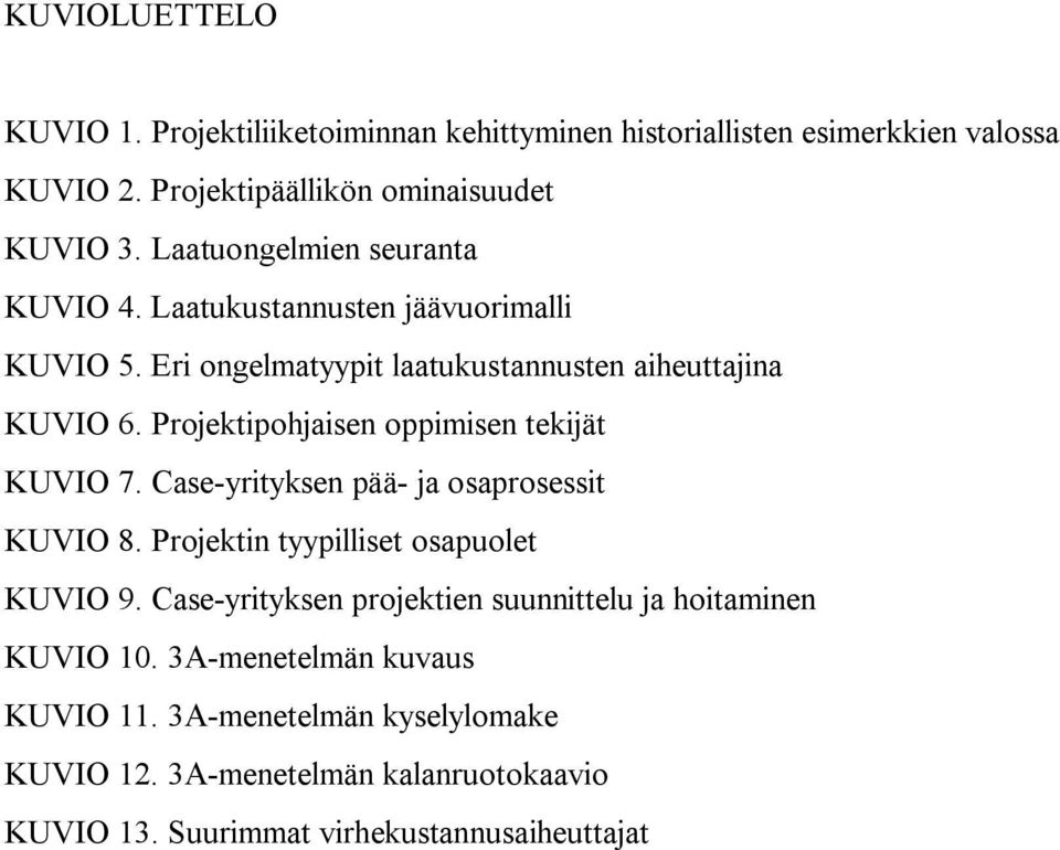 Projektipohjaisen oppimisen tekijät KUVIO 7. Case-yrityksen pää- ja osaprosessit KUVIO 8. Projektin tyypilliset osapuolet KUVIO 9.