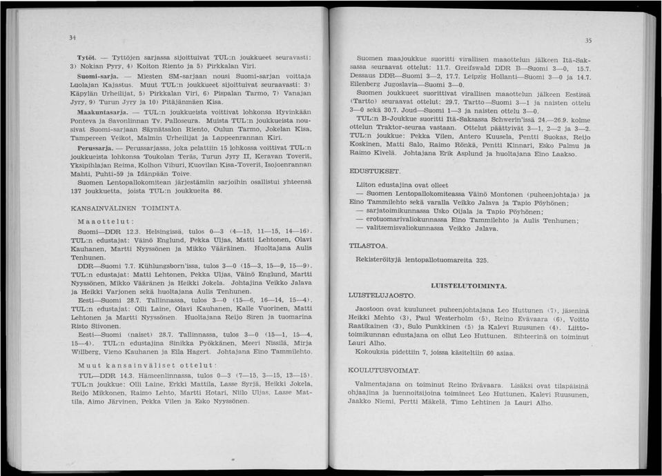 Muut TUL:n joukkueet sijoittuivat seuraavasti: 3) Käpylän Urheilijat, 5) Pirkkalan Viri, 6) Pispalan Tarmo, 7) Vanajan Jyry, 9) Tw'un Jyry ja 10) Pitäjänmäen Kisa. Maakuntasarja.