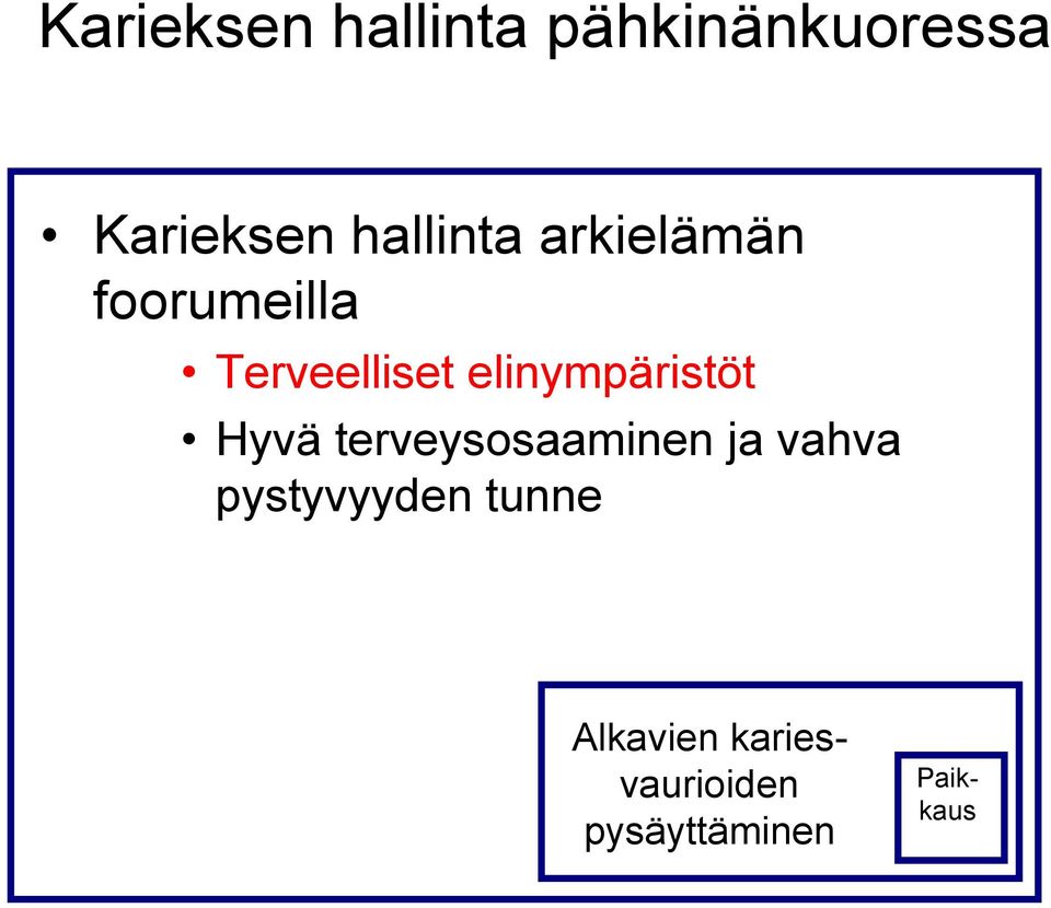 elinympäristöt Hyvä terveysosaaminen ja vahva