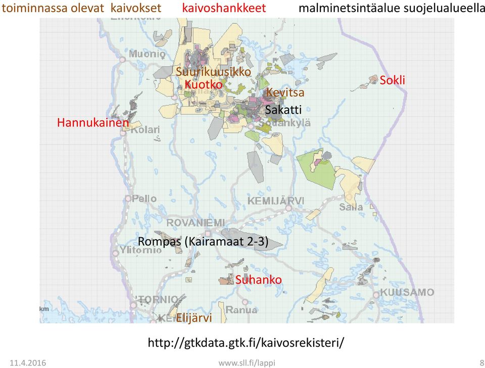 Kuotko Kevitsa Sakatti Sokli Rompas (Kairamaat 2-3) Suhanko