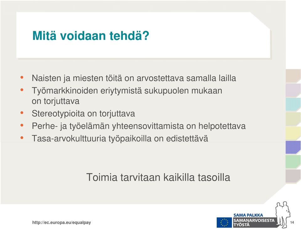 eriytymistä sukupuolen mukaan on torjuttava Stereotypioita on torjuttava