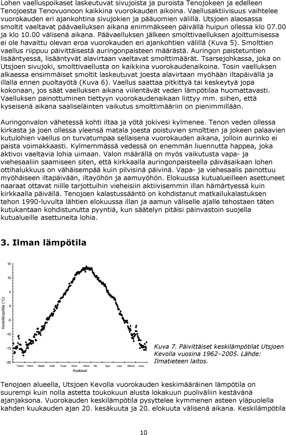 välisenä aikana. Päävaelluksen jälkeen smolttivaelluksen ajoittumisessa ei ole havaittu olevan eroa vuorokauden eri ajankohtien välillä (Kuva ).