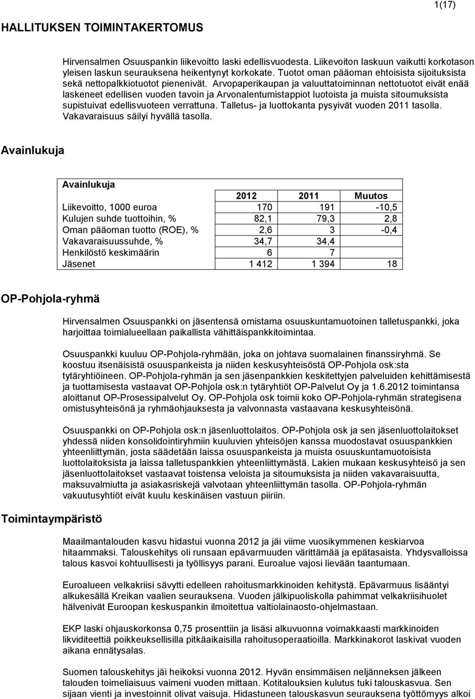 Arvopaperikaupan ja valuuttatoiminnan nettotuotot eivät enää laskeneet edellisen vuoden tavoin ja Arvonalentumistappiot luotoista ja muista sitoumuksista supistuivat edellisvuoteen verrattuna.