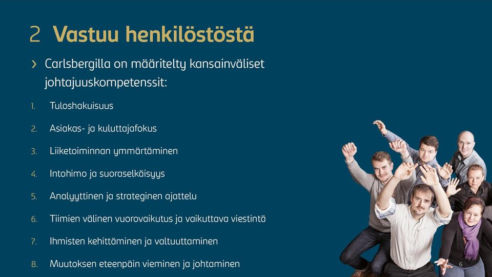 Intohimo ja suoraselkäisyys 5. Analyyttinen ja strateginen ajattelu 6.