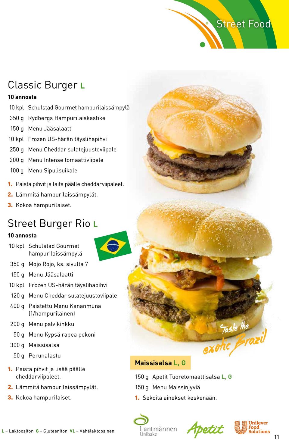Street Burger Rio L 10 kpl Schulstad Gourmet hampurilaissämpylä 350 g Mojo Rojo, ks.
