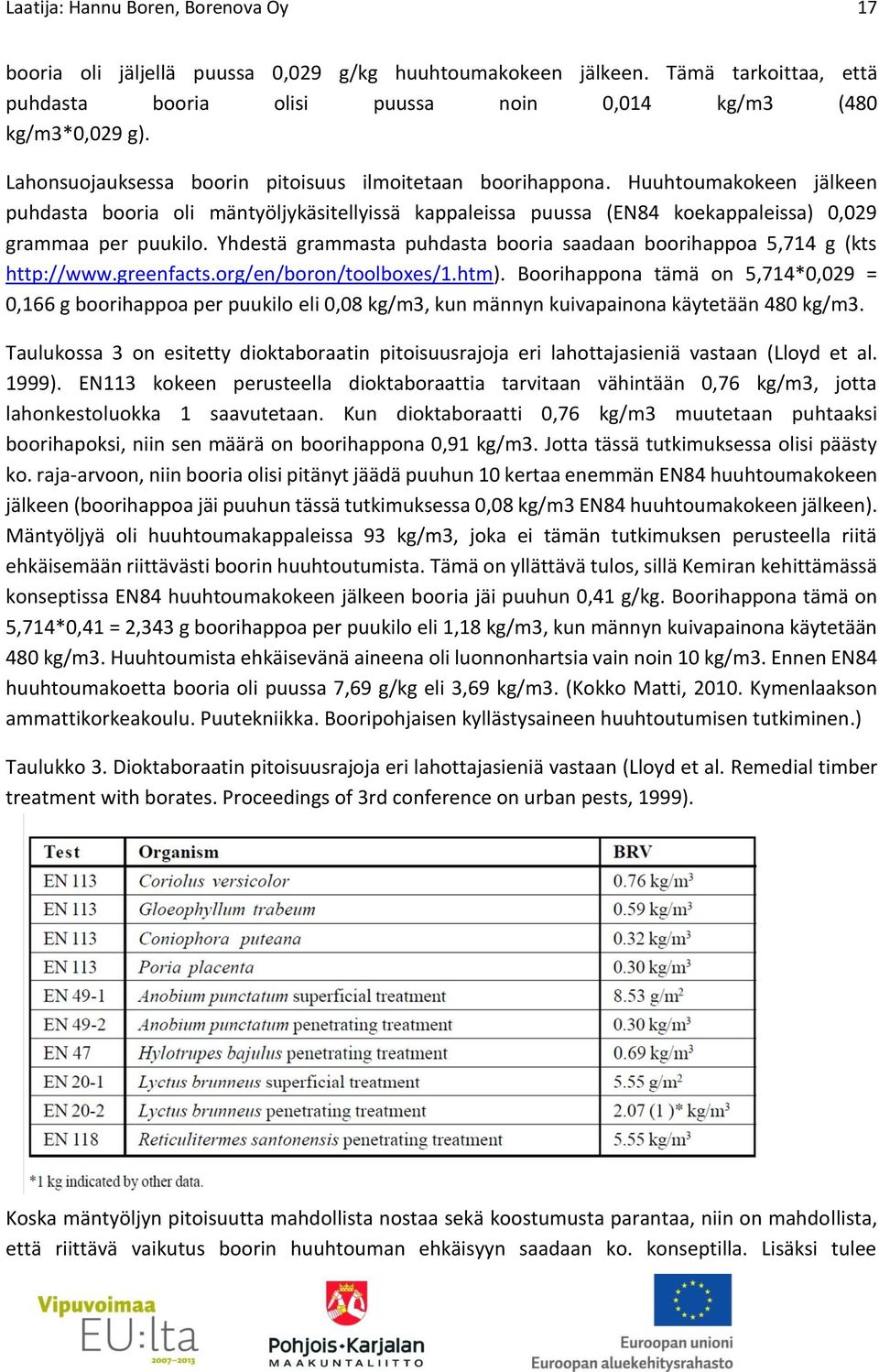 Yhdestä grammasta puhdasta booria saadaan boorihappoa 5,714 g (kts http://www.greenfacts.org/en/boron/toolboxes/1.htm).