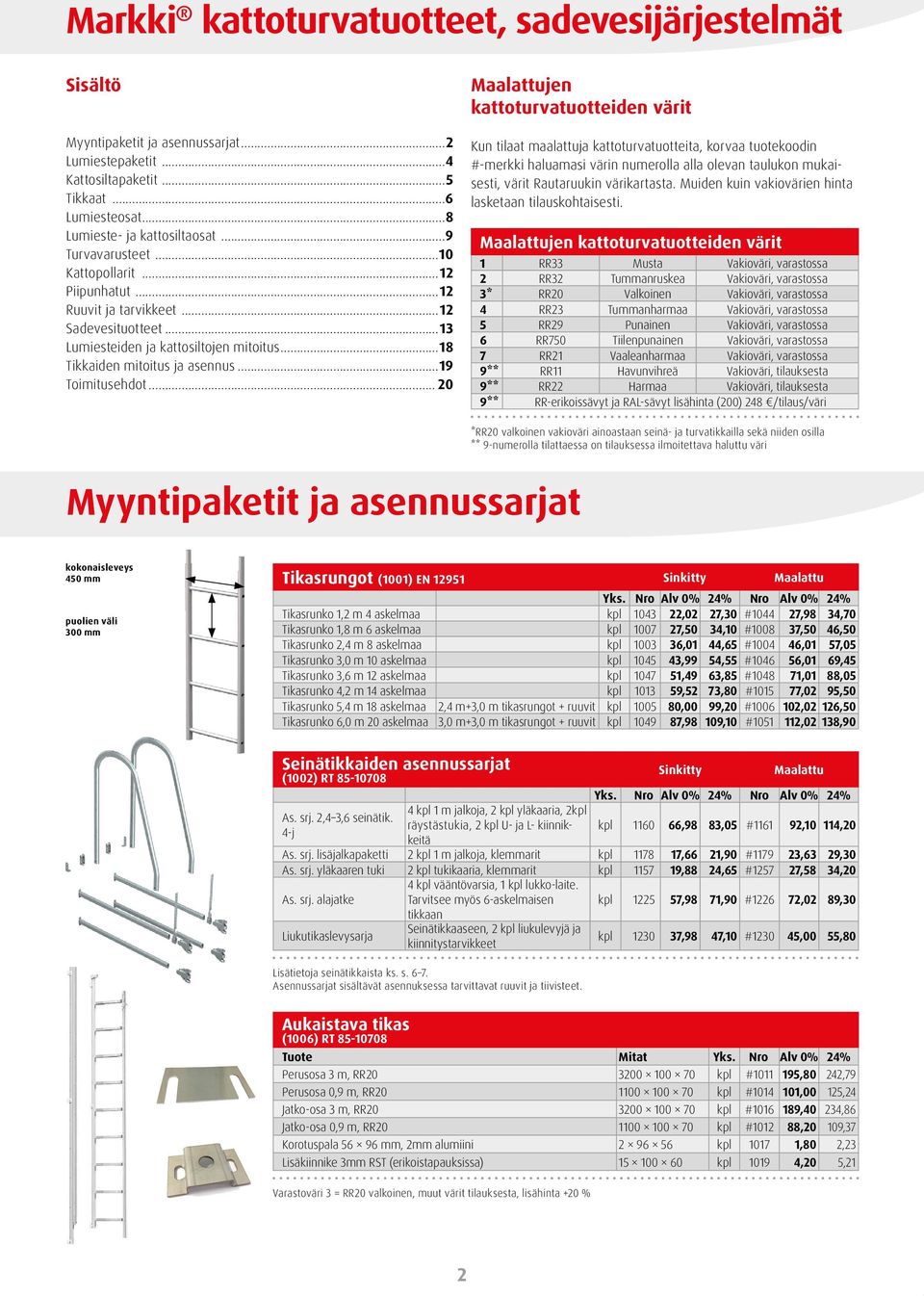 .. 20 jen kattoturvatuotteiden värit Kun tilaat maalattuja kattoturvatuotteita, korvaa tuotekoodin #-merkki haluamasi värin numerolla alla olevan taulukon mukaisesti, värit Rautaruukin värikartasta.