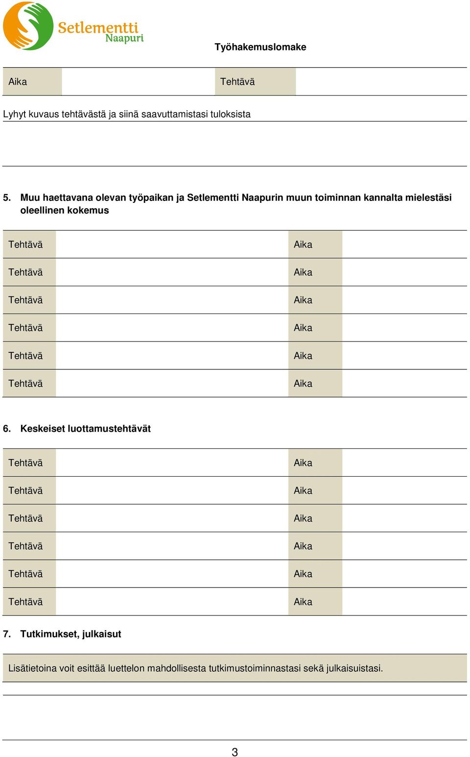 Keskeiset luottamustehtävät 7.