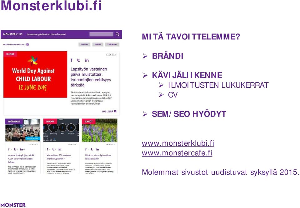 CV SEM/SEO HYÖDYT www.monsterklubi.fi www.