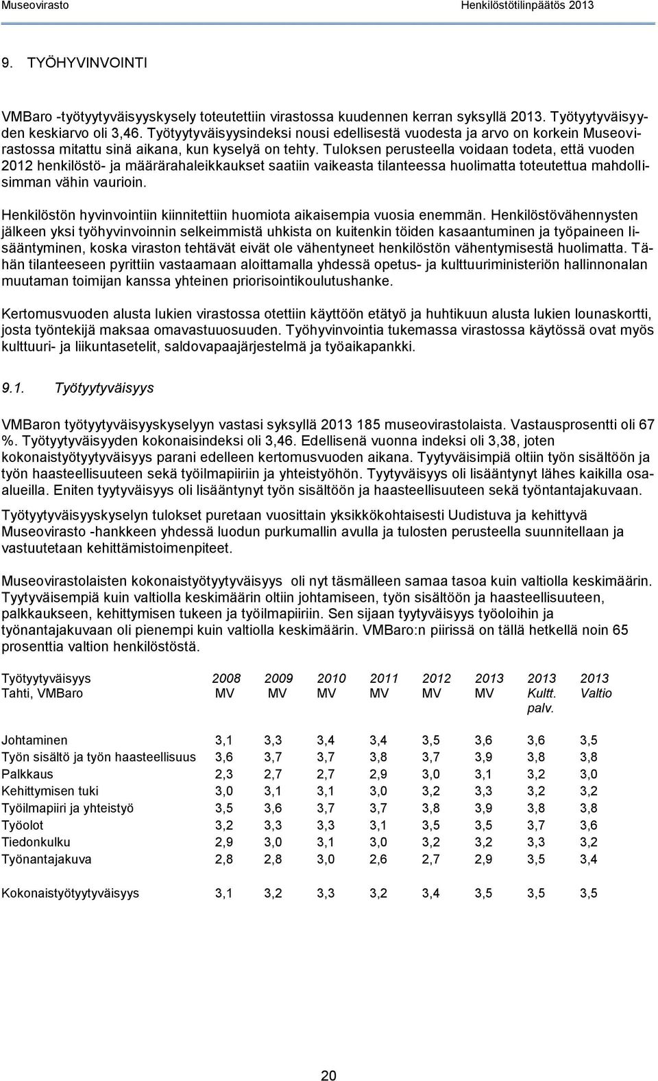 Tuloksen perusteella voidaan todeta, että vuoden 2012 henkilöstö- ja määrärahaleikkaukset saatiin vaikeasta tilanteessa huolimatta toteutettua mahdollisimman vähin vaurioin.