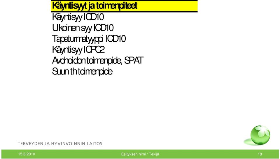 Käyntisyy ICPC2 Avohoidon toimenpide, SPAT