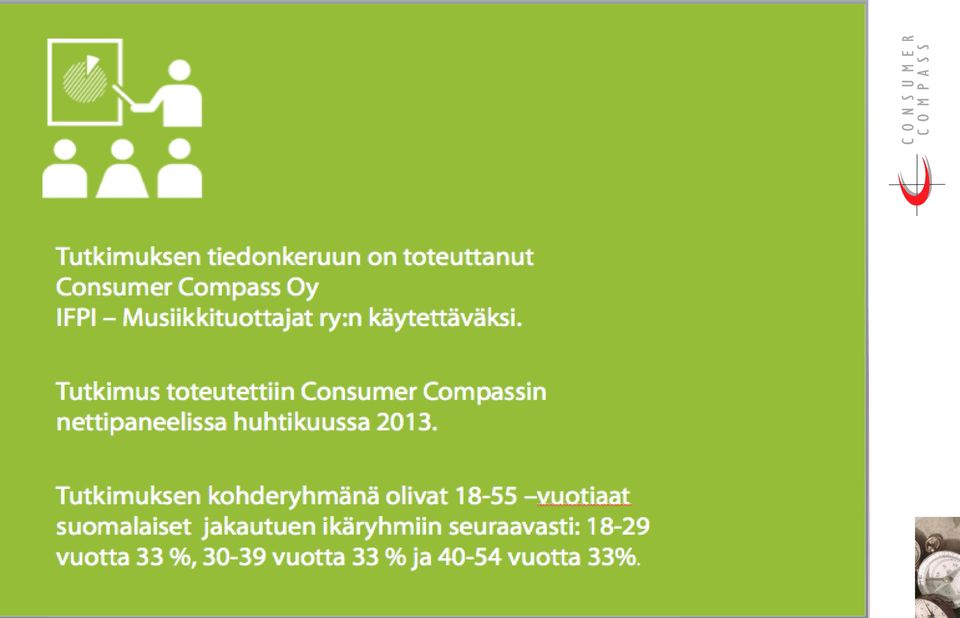 nuorten ja keski-ikäisten aikuisten keskuudessa. Tutkimuksen toteutus Tutkimus toteutettiin Consumer Compassin nettipaneelissa huhtikuussa 3.