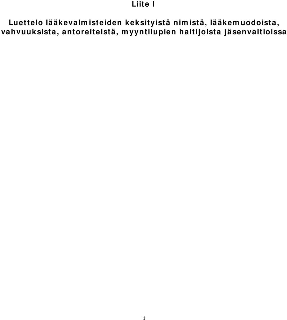 lääkemuodoista, vahvuuksista,