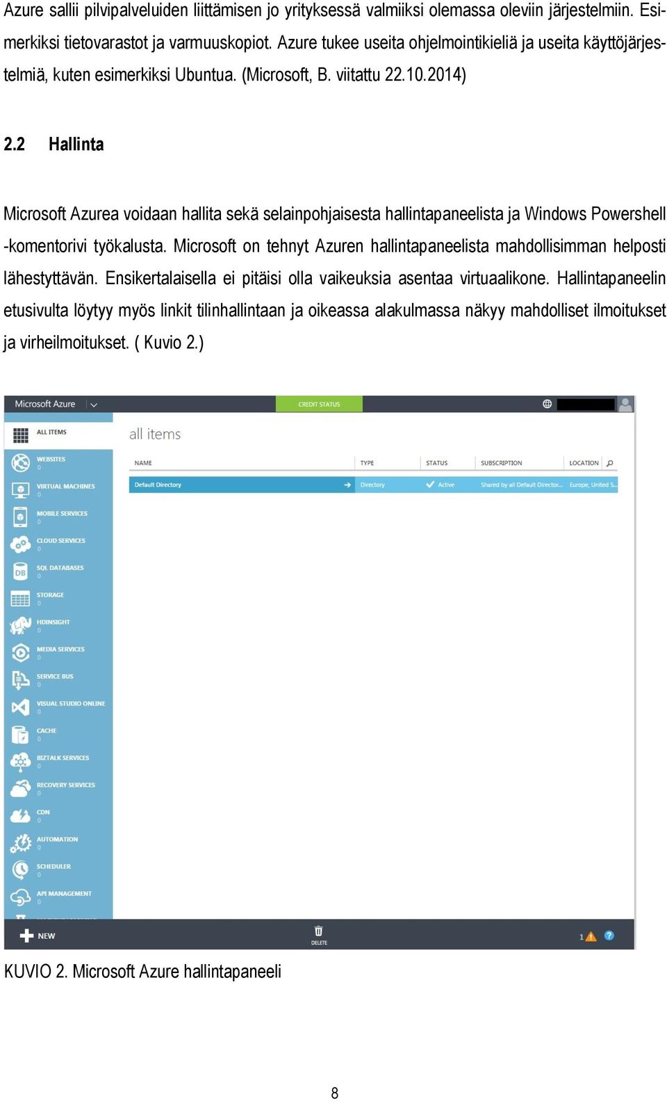 2 Hallinta Microsoft Azurea voidaan hallita sekä selainpohjaisesta hallintapaneelista ja Windows Powershell -komentorivi työkalusta.