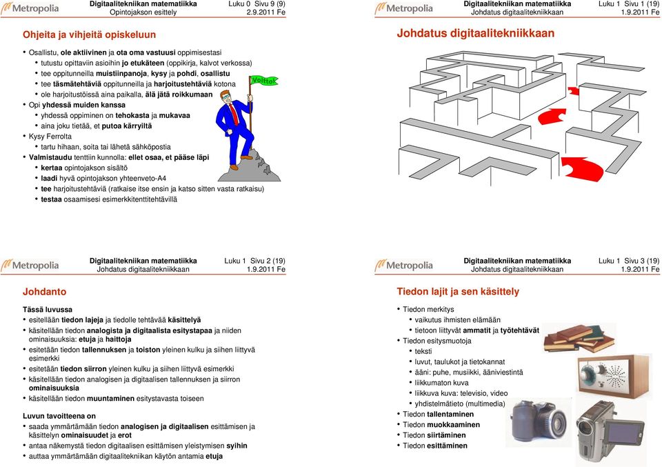 ja ota oma vastuusi oppimisestasi tutustu opittaviin asioihin jo etukäteen (oppikirja, kalvot verkossa) tee oppitunneilla muistiinpanoja, kysy ja pohdi, osallistu tee täsmätehtäviä oppitunneilla ja