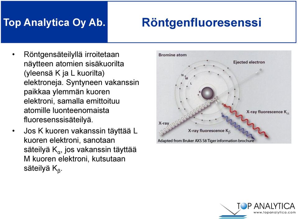 Syntyneen vakanssin paikkaa ylemmän kuoren elektroni, samalla emittoituu atomille