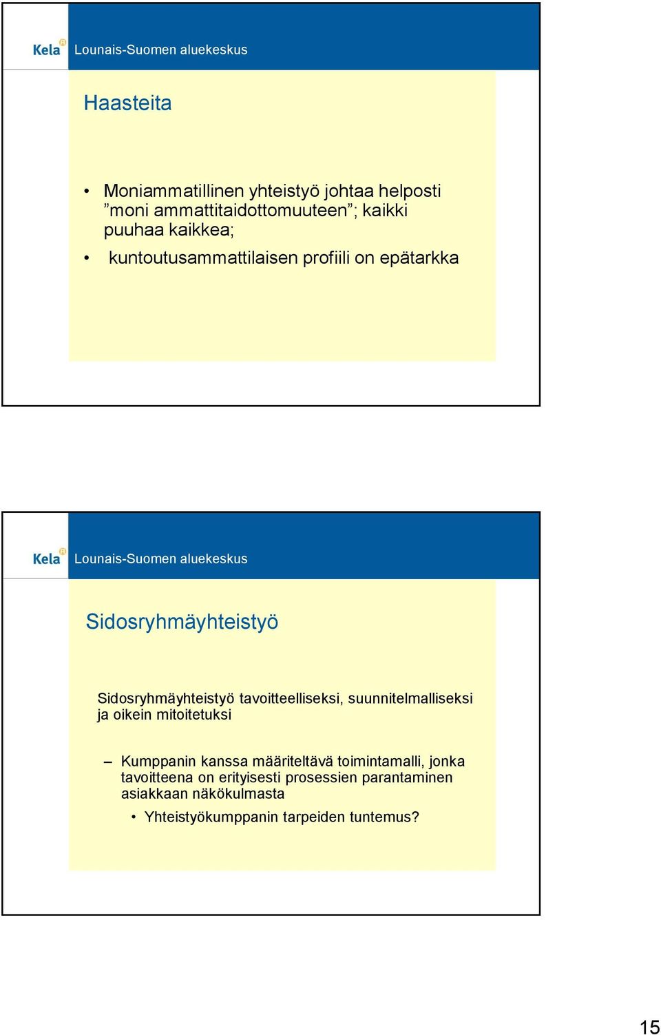 tavoitteelliseksi, suunnitelmalliseksi ja oikein mitoitetuksi Kumppanin kanssa määriteltävä