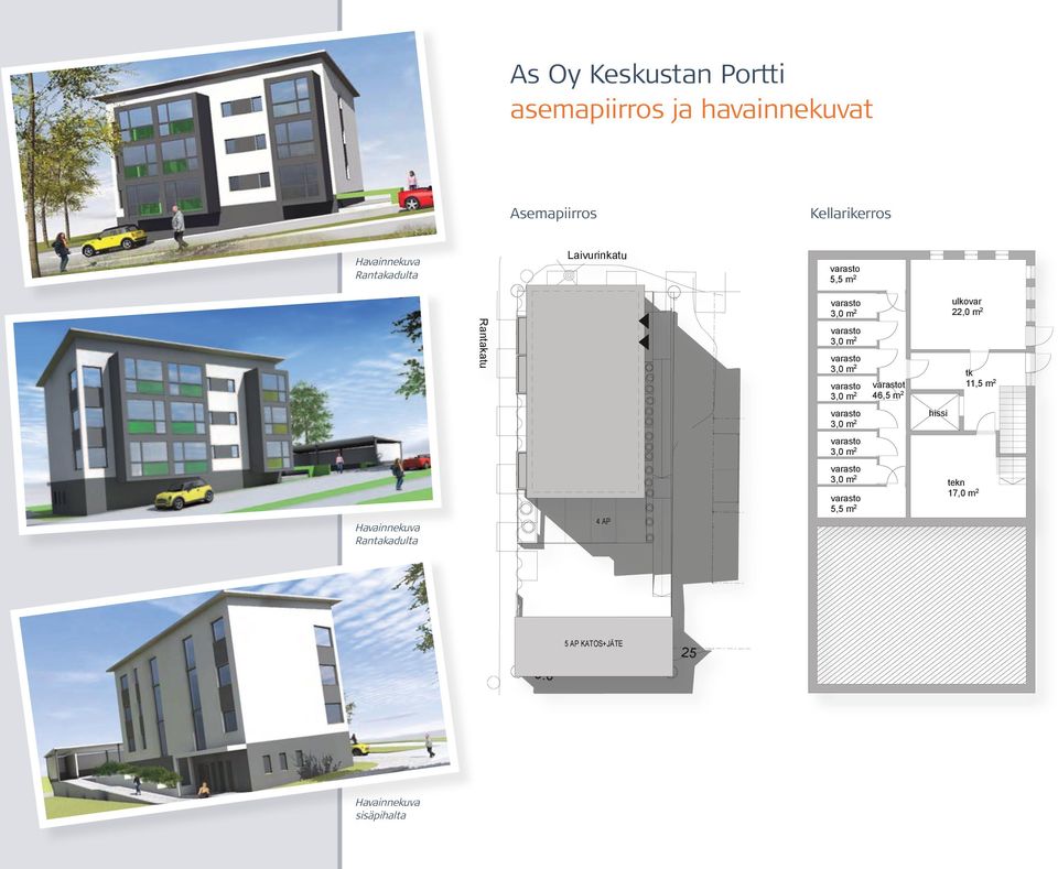 m 2 hissi Havainnekuva Rantakadulta 4 AP.. 5,5 m 2 tekn 17,0 m 2 6.