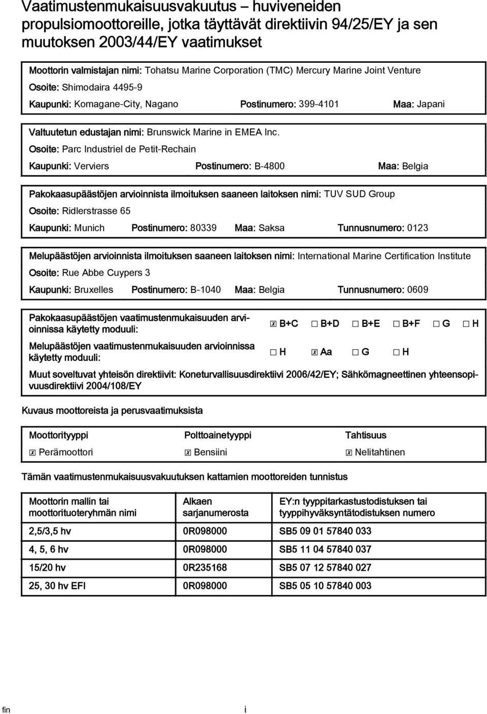 Osoite: Prc Industriel de Petit-Rechin Kupunki: Verviers Postinumero: B-4800 M: Belgi Pkoksupäästöjen rvioinnist ilmoituksen sneen litoksen nimi: TUV SUD Group Osoite: Ridlerstrsse 65 Kupunki: Munich