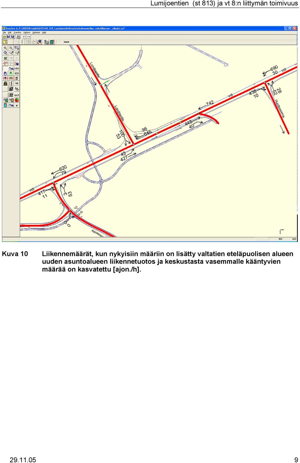 asuntoalueen liikennetuotos ja keskustasta